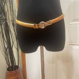 Vintage Gay Boyer Two-Tone Gold and Silver Wavy Buckle Elasticized Belt